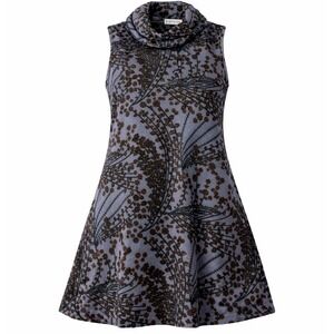 Sleeveless Cowl Neck Floral Print Swing Dress A-Line Croquette Career Womens S